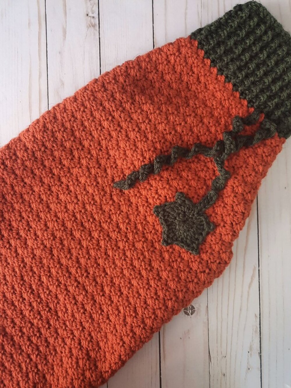 Handmade Crocheted Pumpkin Dog Coat (Size Medium)